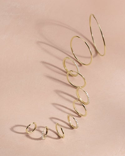 14k solid gold hoops and huggies