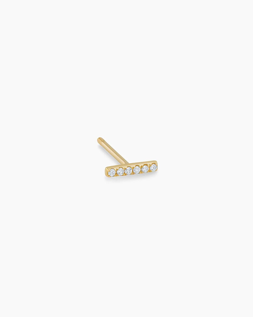 Diamond Bar Stud || option::14k Solid Gold, Single
