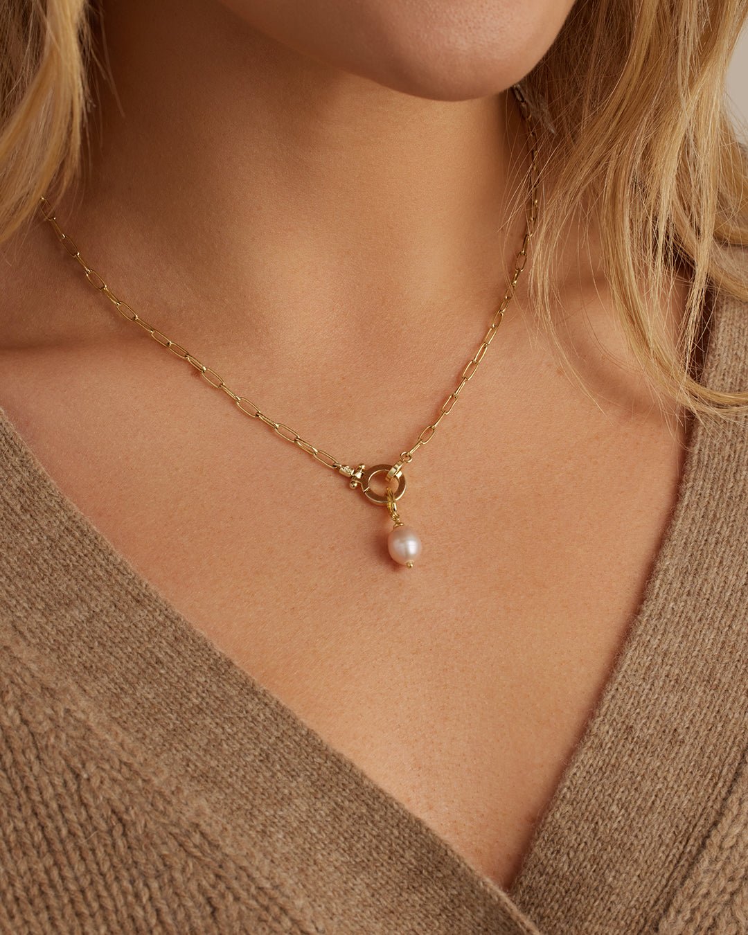 Pink Pearl Parker Charm || option::Gold Plated, Pink Freshwater Pearl