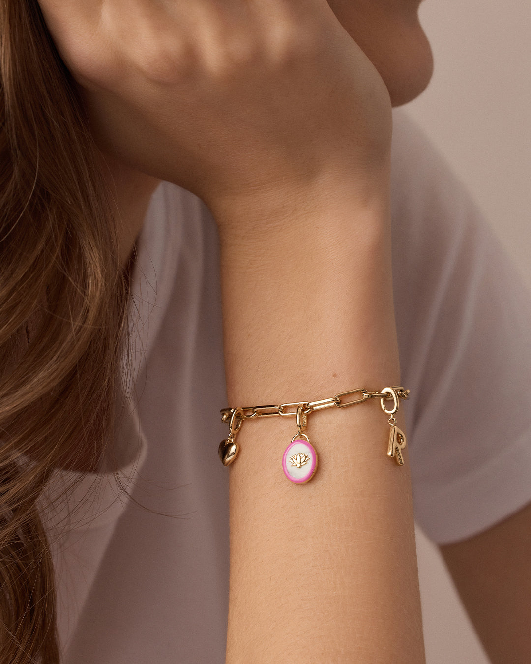 Power Gemstone Calming Parker Charm || option::18k Gold Plated