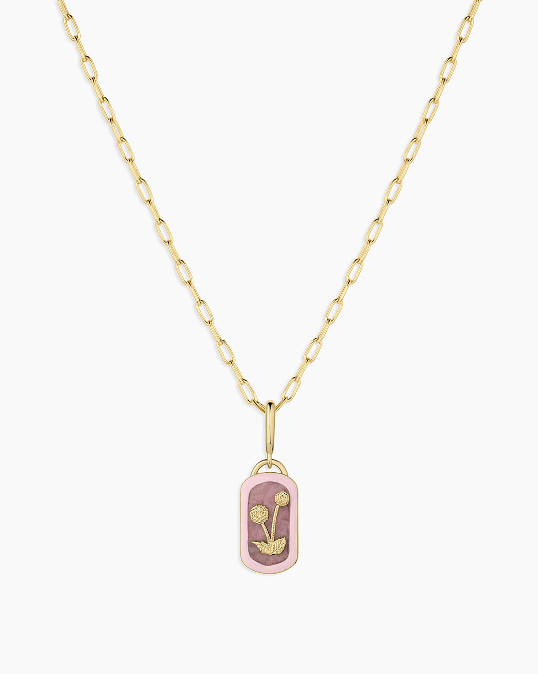 Power Gemstone Parker Charm Necklace Compassion || option::18k Gold Plated, Rhodochrosite - Compassion