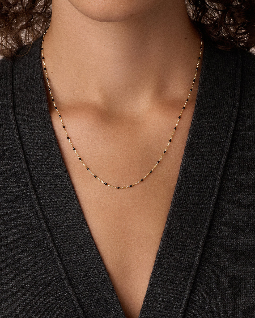 Capri Necklace || option::18k Gold Plated, Black