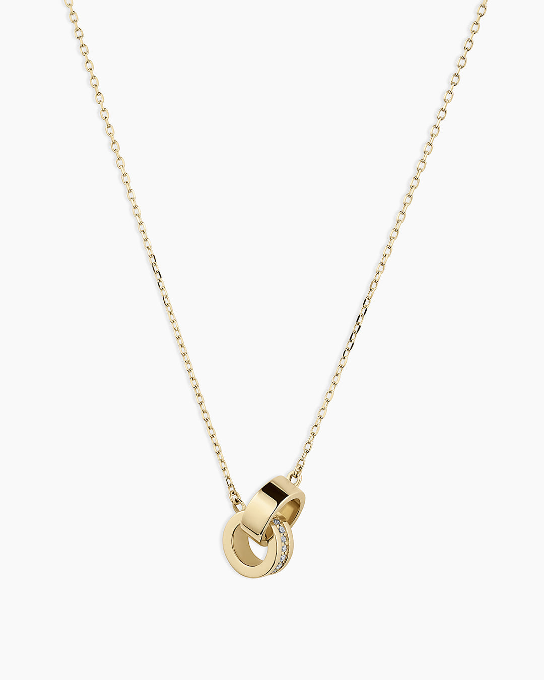 Diamond Bond Interlocking Rose Necklace || option::14k Solid Gold, Single