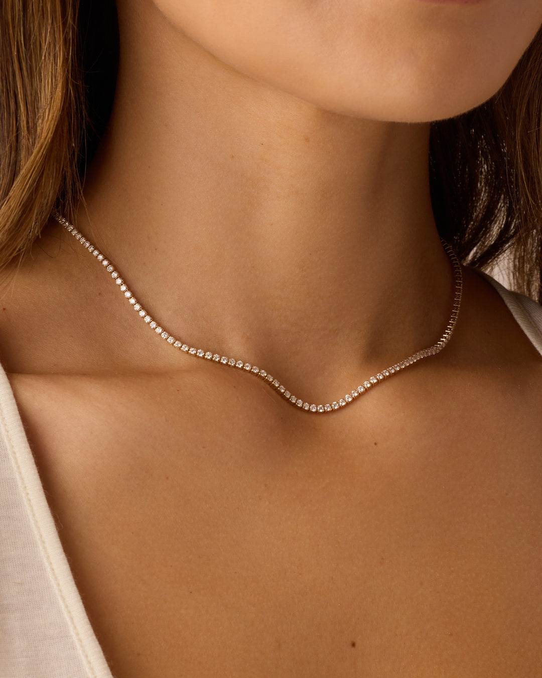 Lab Grown Diamond Chain Necklace || option::14k Solid Gold