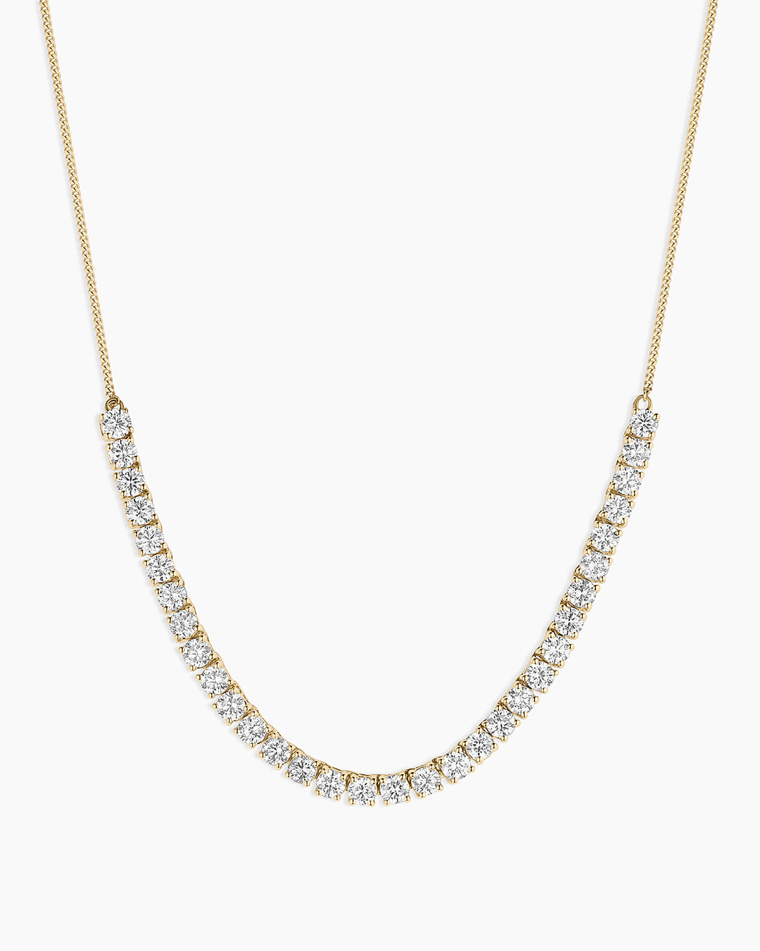 Lab Grown Diamond Tennis Row Necklace || option::14k Solid Gold