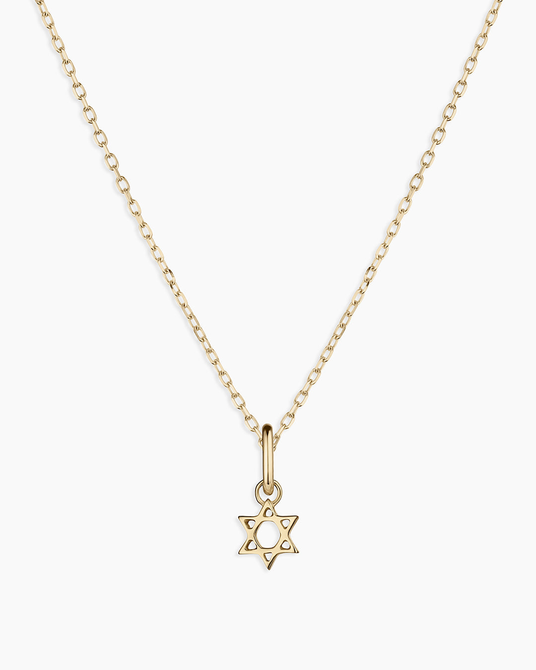 14k Gold Star of David Charm Necklace || option::14k Solid Gold
