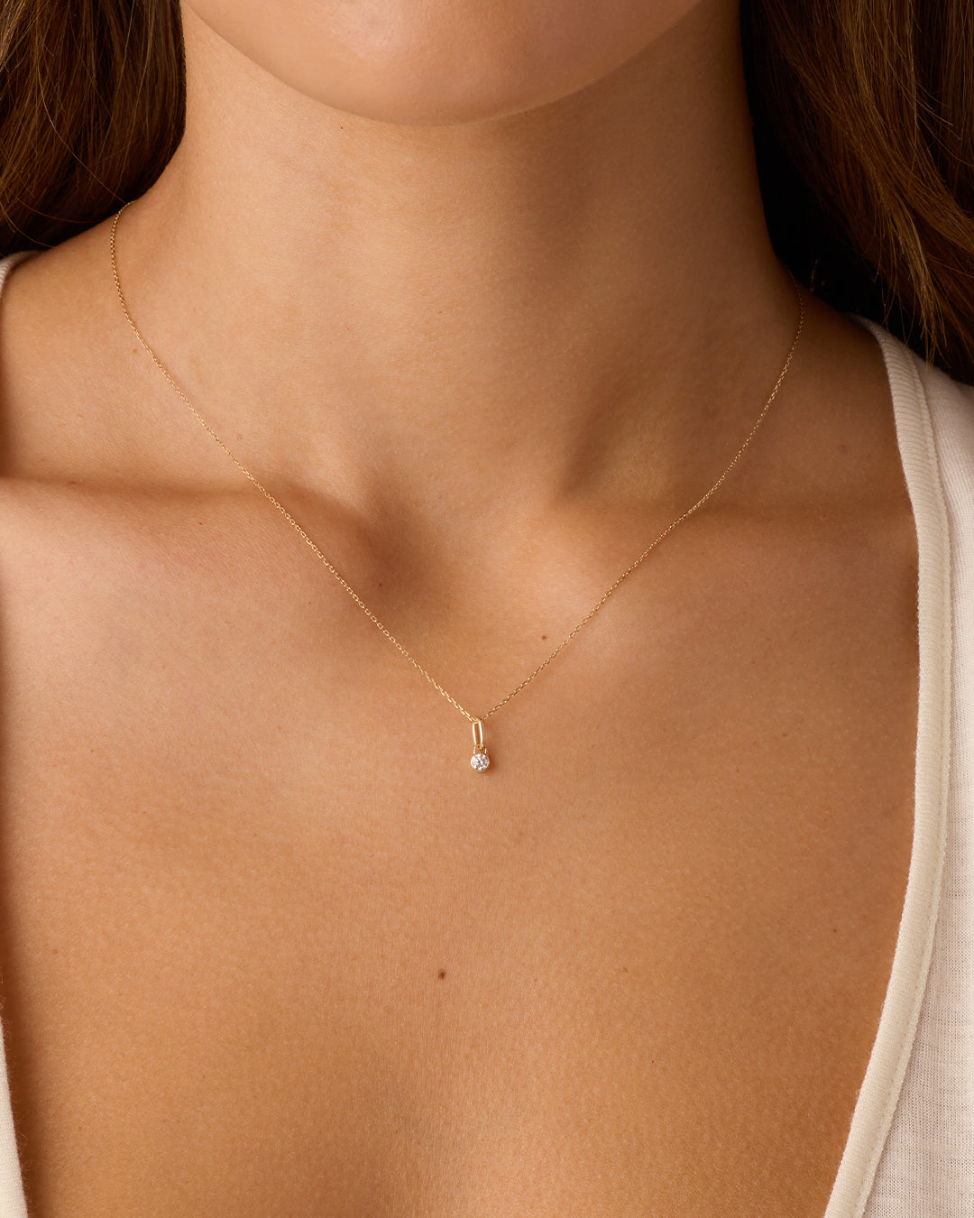 Lab Grown Diamond Halo Charm Necklace || option::14k Solid Gold
