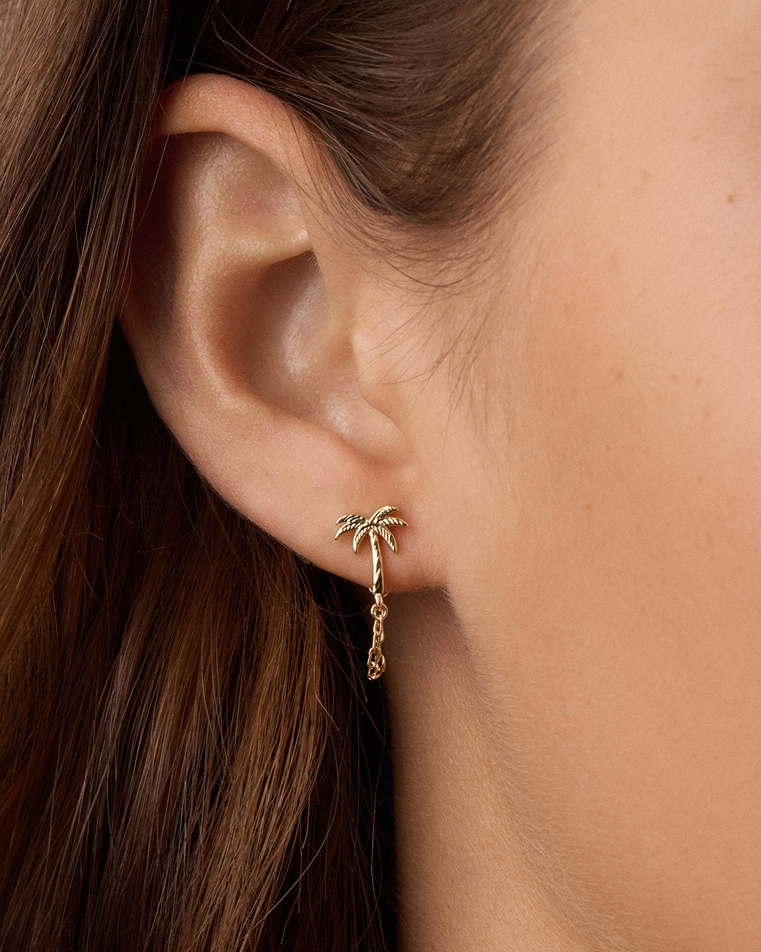 Palm Chain Huggies || option::18k Gold Plated