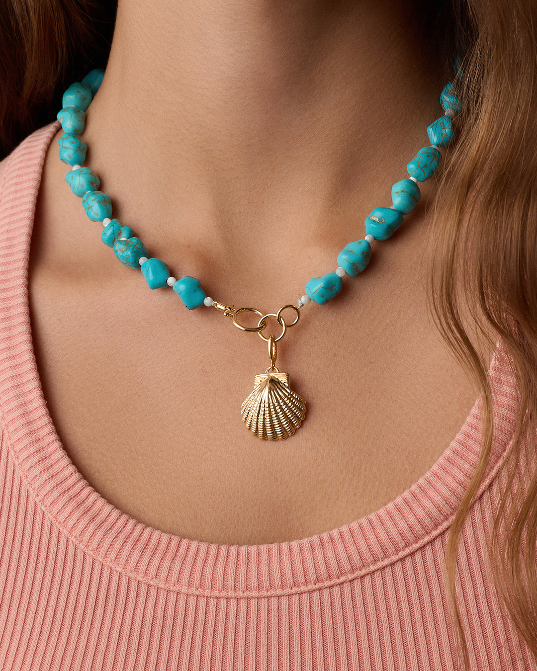 Gold Scallop Shell Parker Charm || option::18k Gold Plated