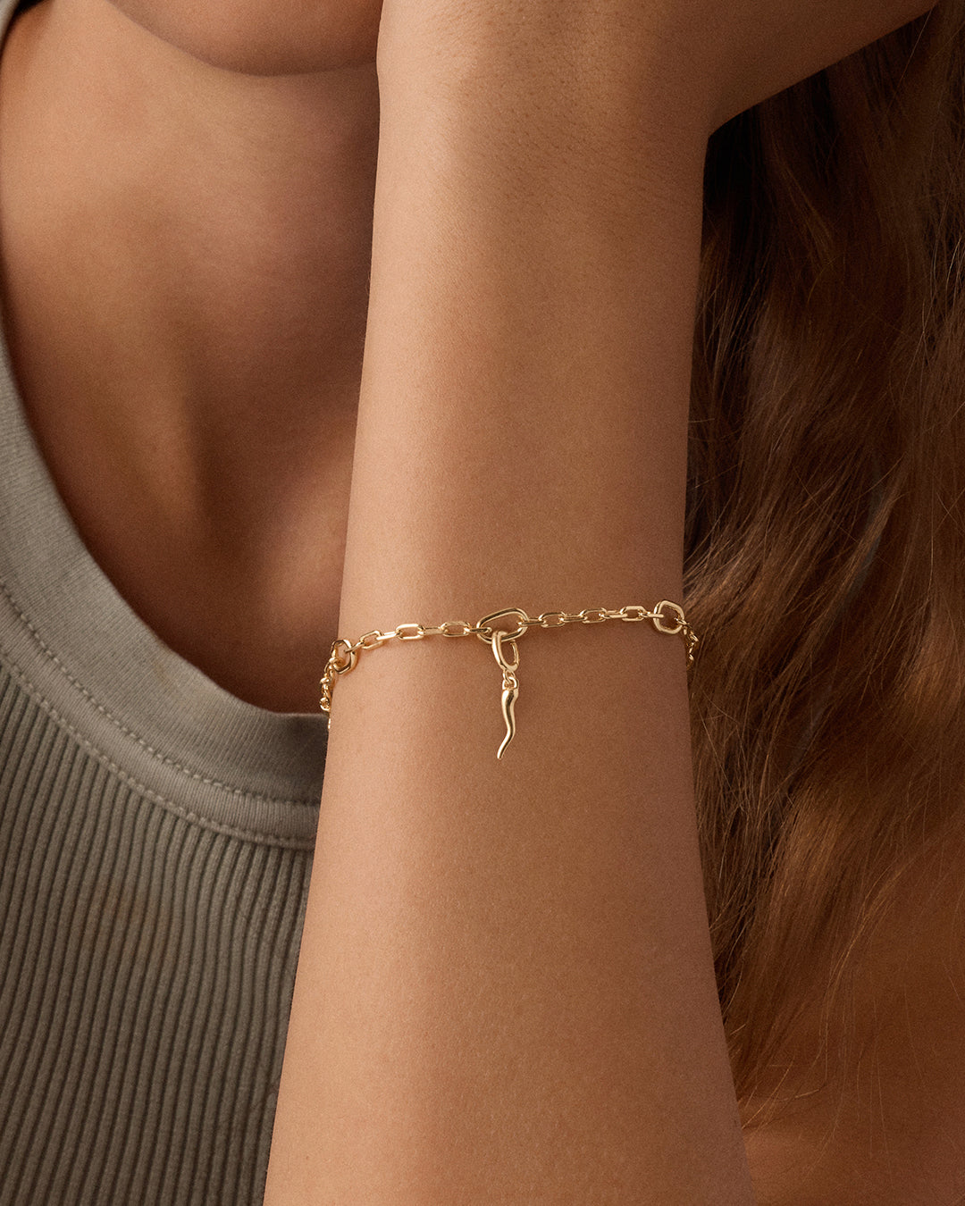 Italian Horn Parker Charm || option::18k Gold Plated