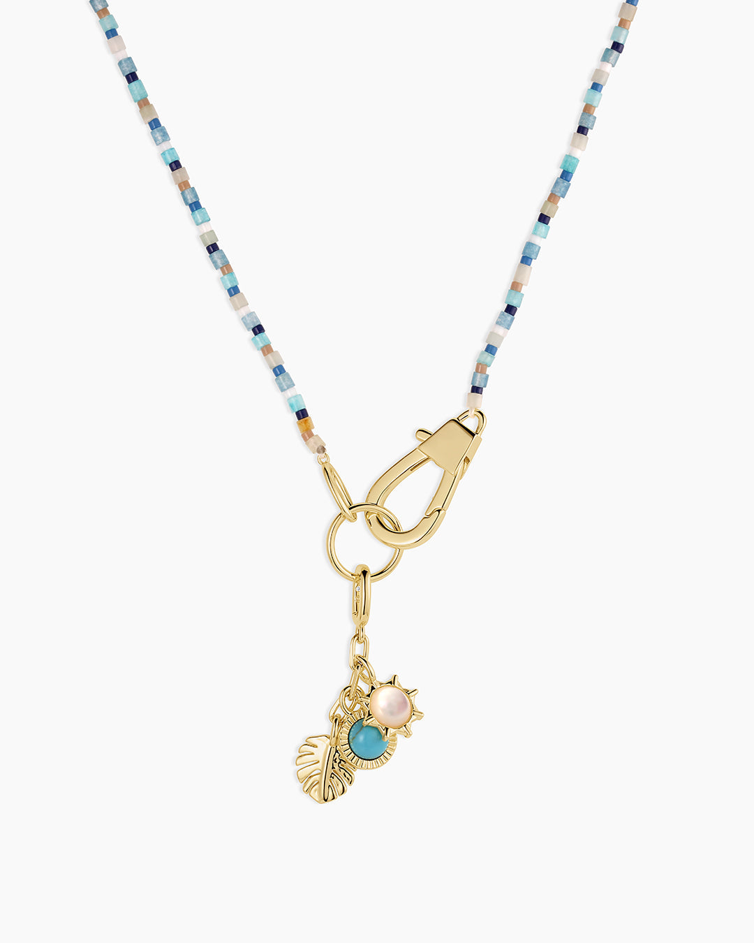 Beach Cluster Charm Necklace || option::18k Gold Plated