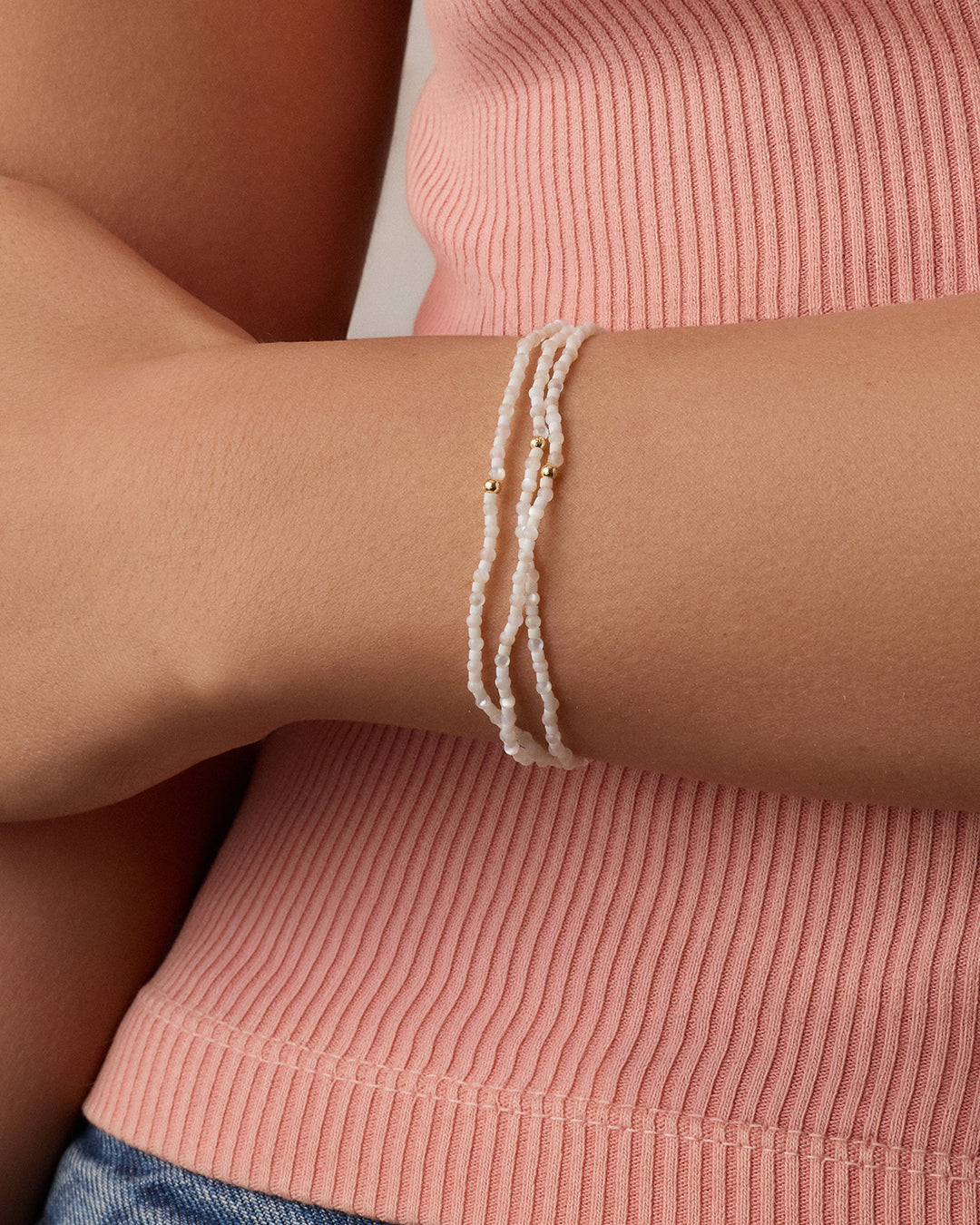 Harbor Bracelet Set || option::18k Gold Plated, Mother of Pearl