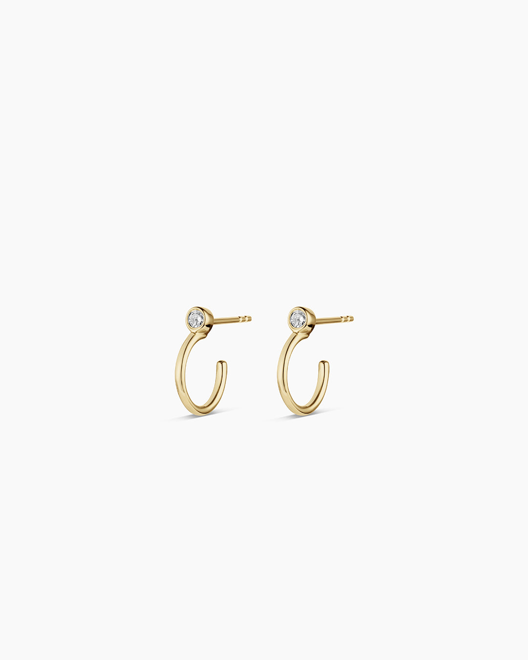 Lab Grown Diamond Circle Stud Huggies || option::14k Solid Gold