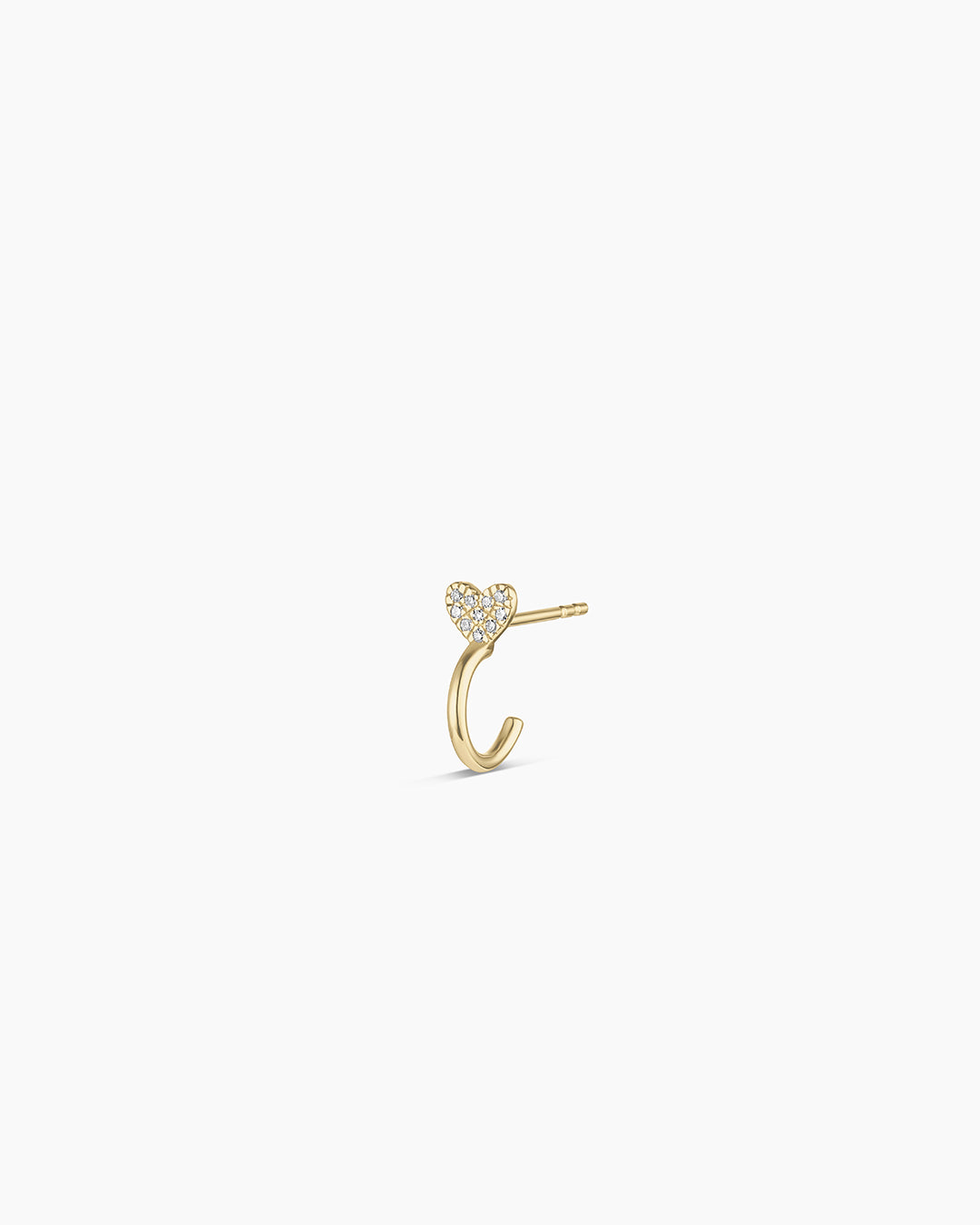 Diamond Heart Stud Single Huggie || option::14k Solid Gold