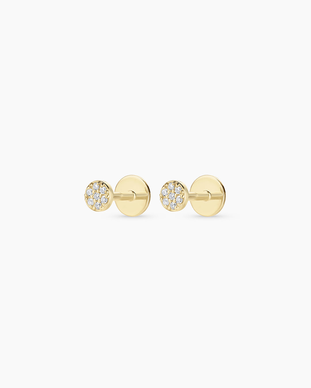 Diamond Pavé Flat Back Studs || option::14k Solid Gold