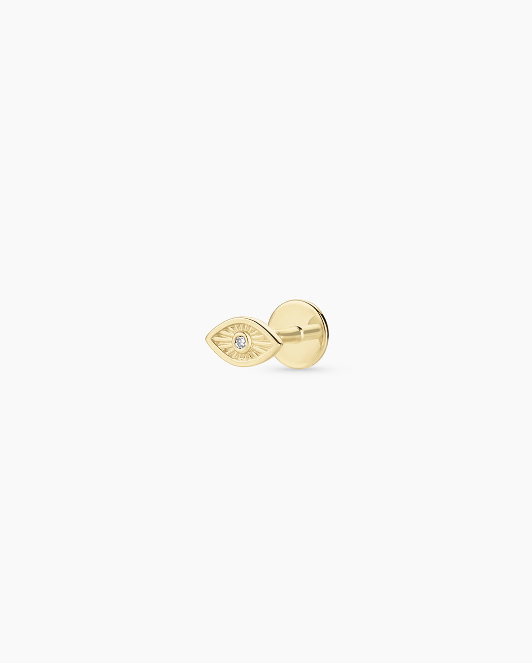 Diamond Evil Eye Flat Back Single Stud || option::14k Solid Gold