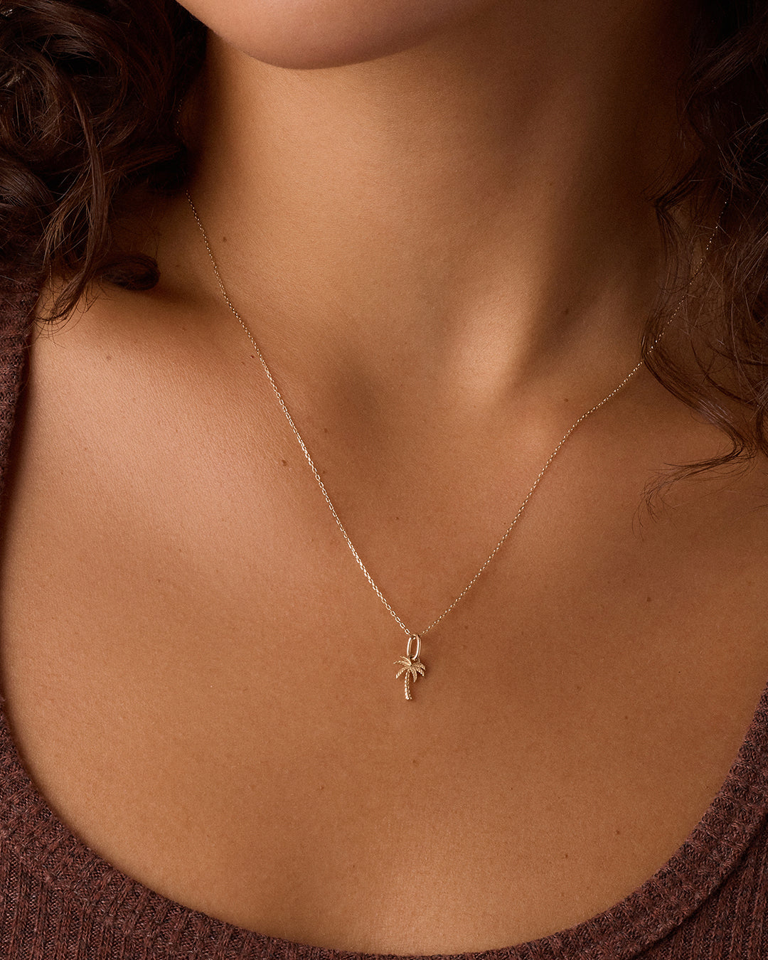 14k Gold Palm Charm || option::14k Solid Gold