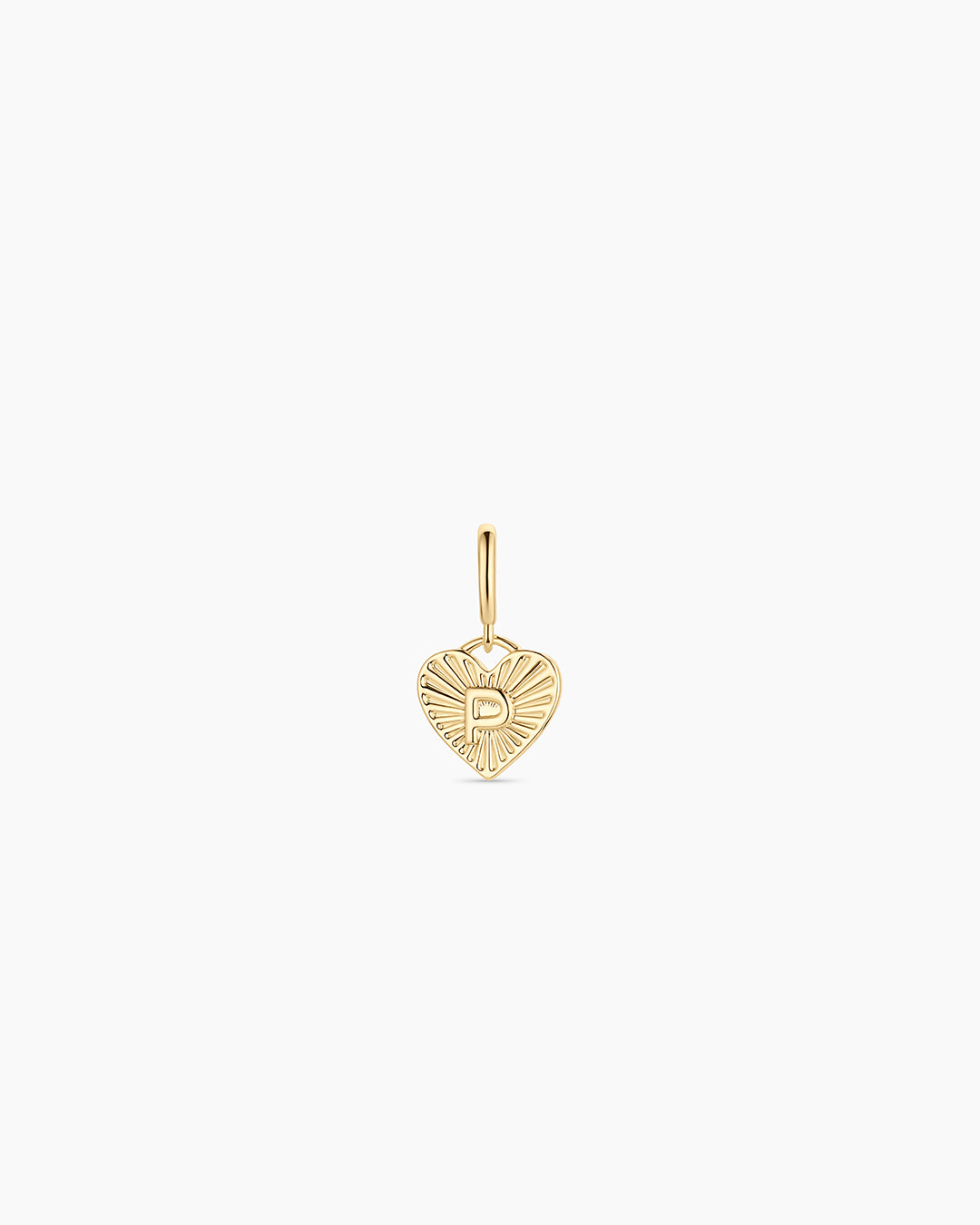 Vintage Heart Alphabet Parker Charm - P || option::18k Gold Plated, P
