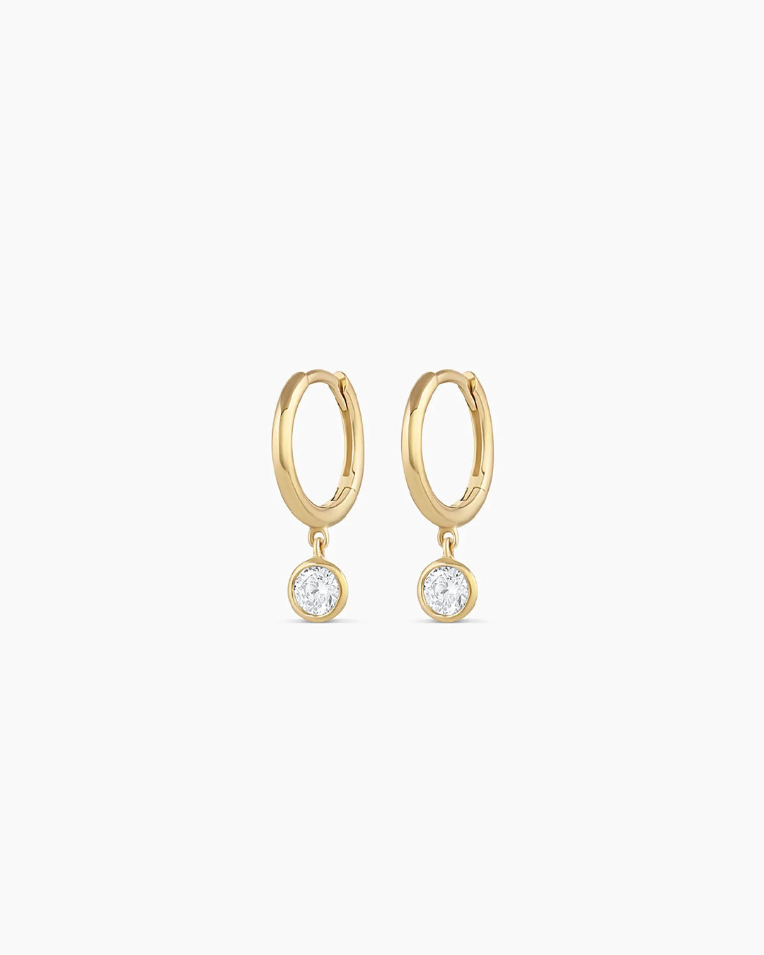 Daily Secret Lock Charm Huggie Diamond CZ Earrings Gold