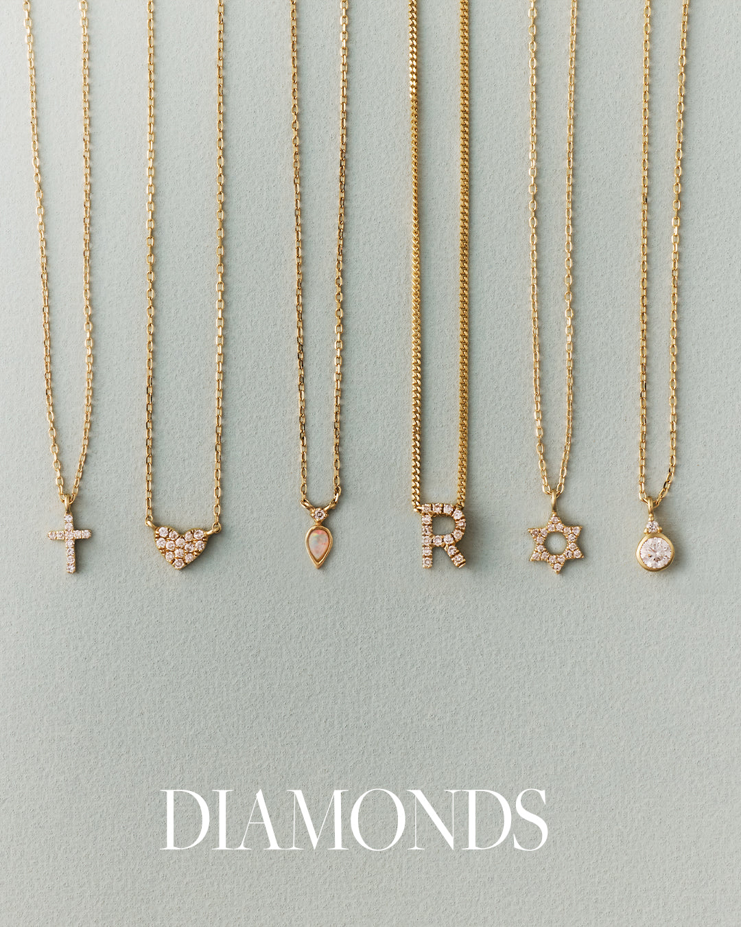diamond necklaces with 'diamonds' text