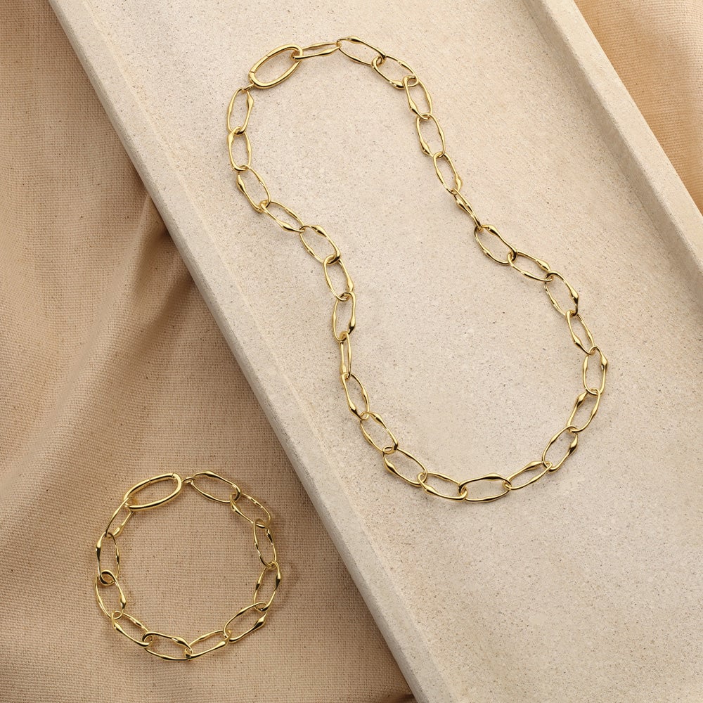 new gold plated chain link necklaces and bracelets. 