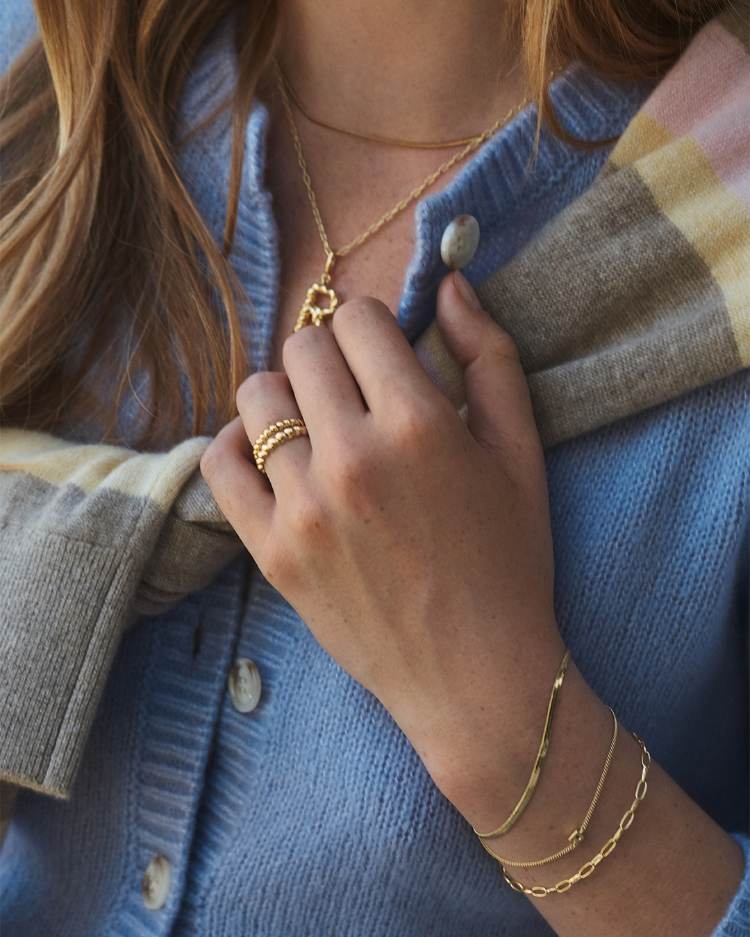 Venice Mini Bracelet || option::18k Gold Plated || set::rose-marble-coin-necklace-mother-of-pearl-stl