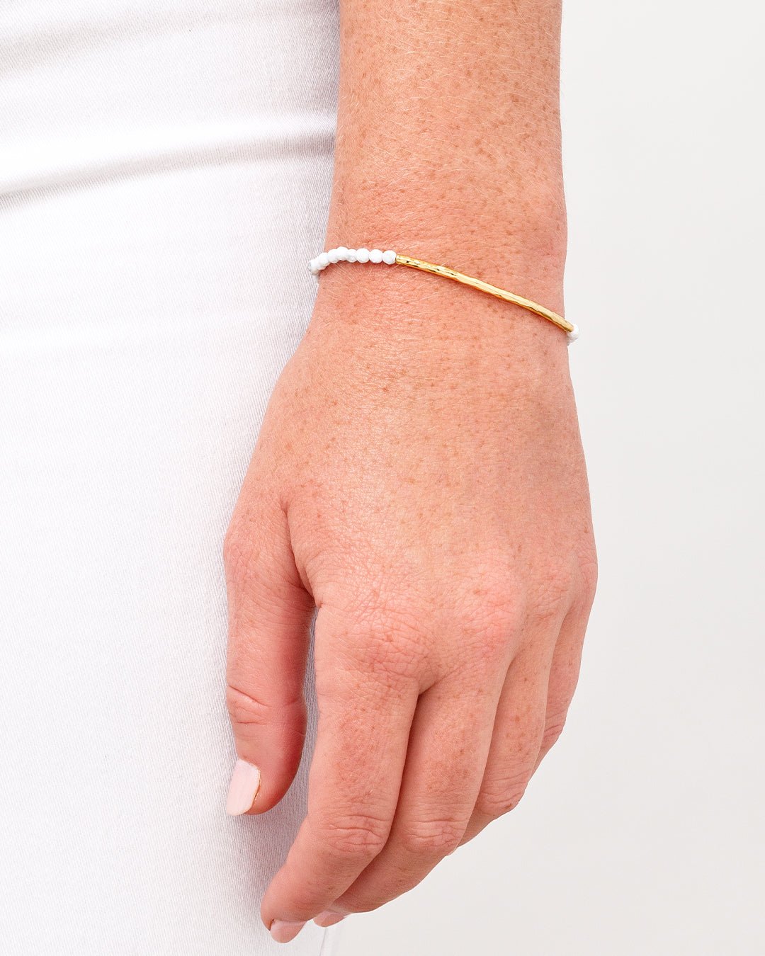 Power Gemstone Bracelet for Calming || option::Gold Plated, Howlite