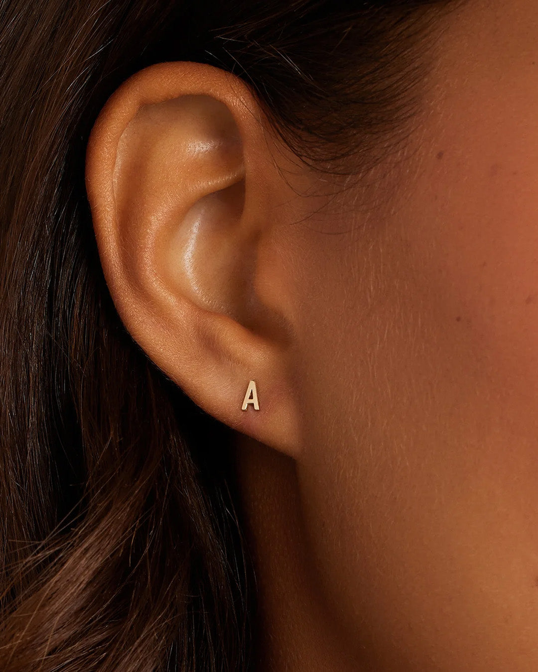 Alphabet Studs Earring in A K Solid Gold/Pair, Women's by Gorjana