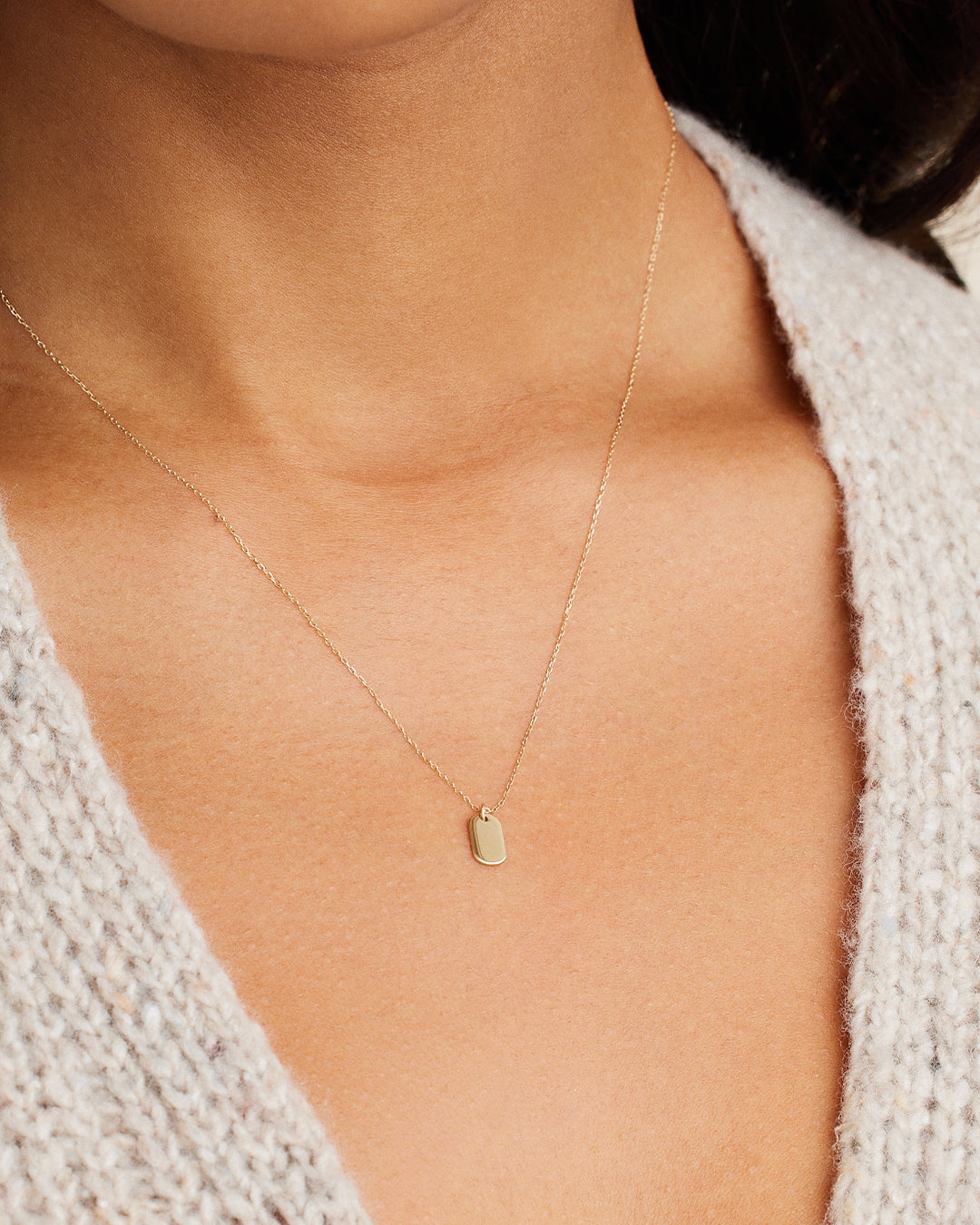 Mini Dog Tag Asymmetry Chain Necklace