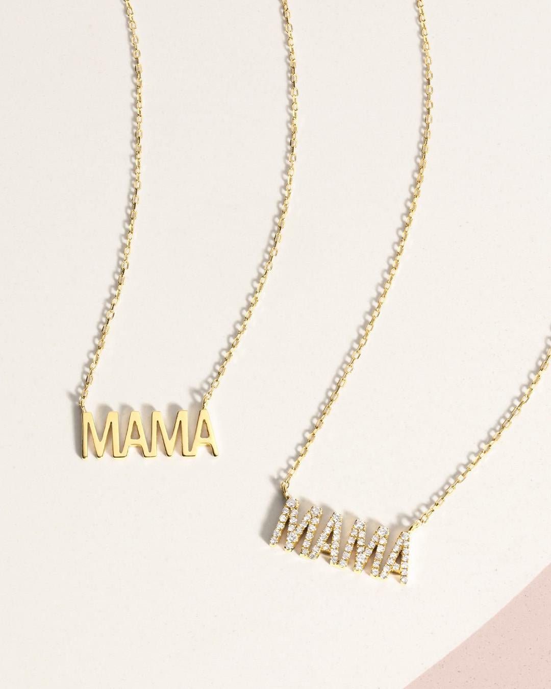 solid gold mama necklaces