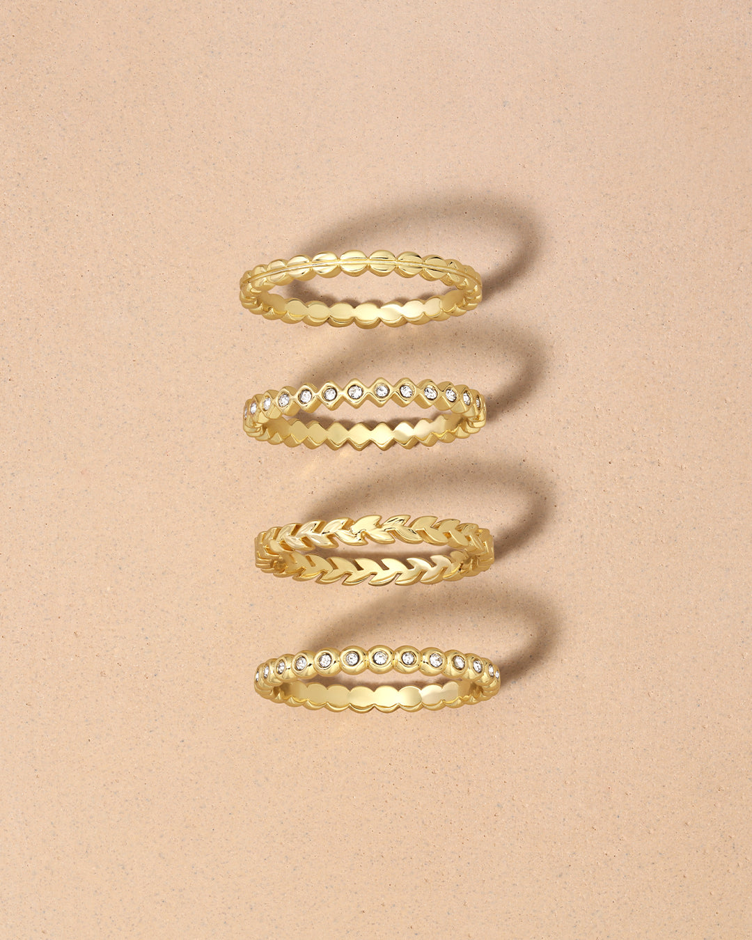 Rings For Women Non Tarnish Gold Stackable ,Dainty 18k Gold Plated