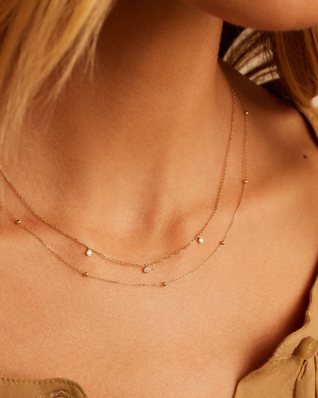 Diamond Trio Necklace || option::14k Solid Gold