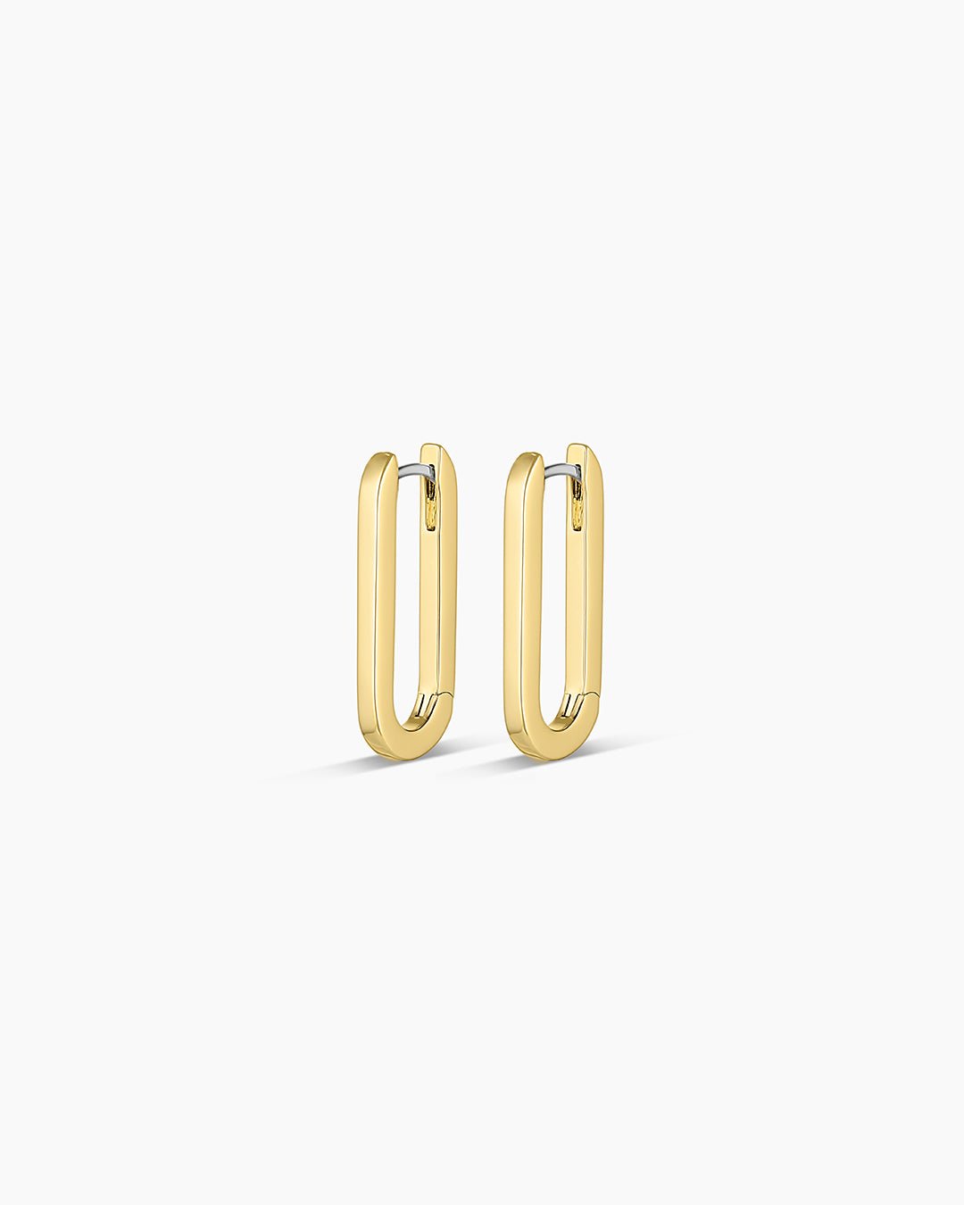 Gold Plated Rectangle Huggies,Parker Huggies, rectangle hoops, link hoops || option::Gold Plated