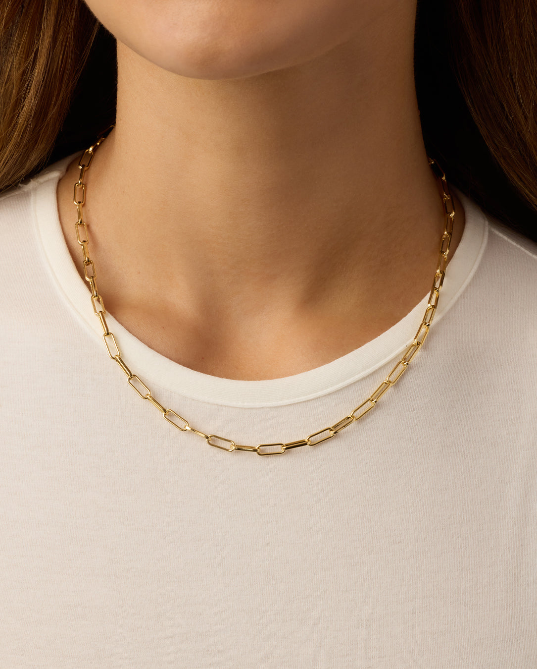 Gorjana Parker paperclip charm necklace base 18k gold plated