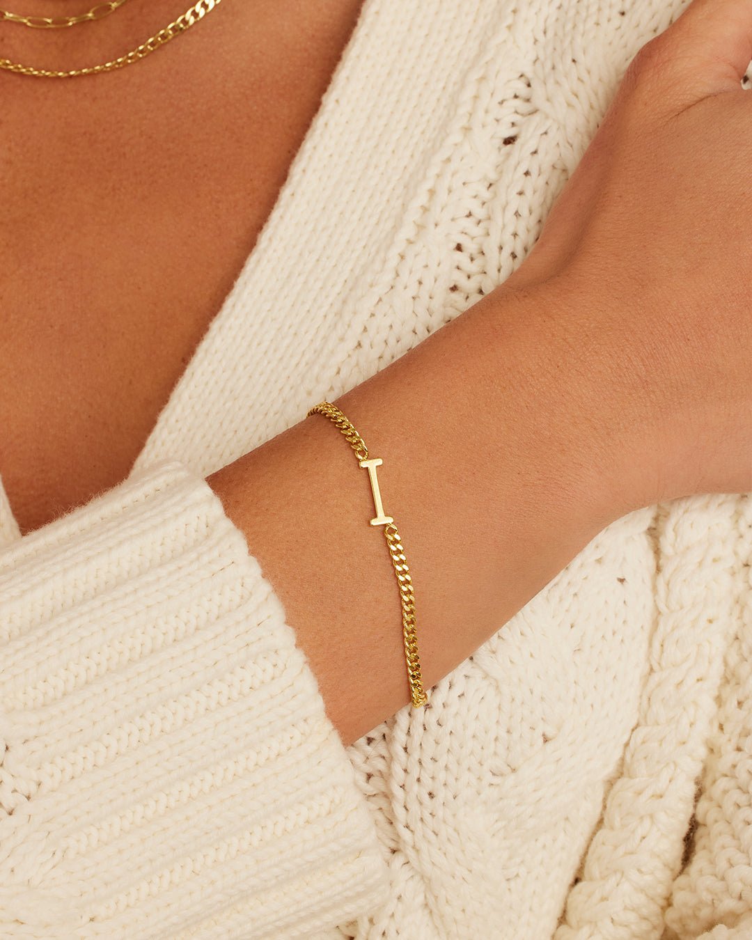 Wilder Alphabet Bracelet Alphabet Bracelet #I || option::Gold Plated, I