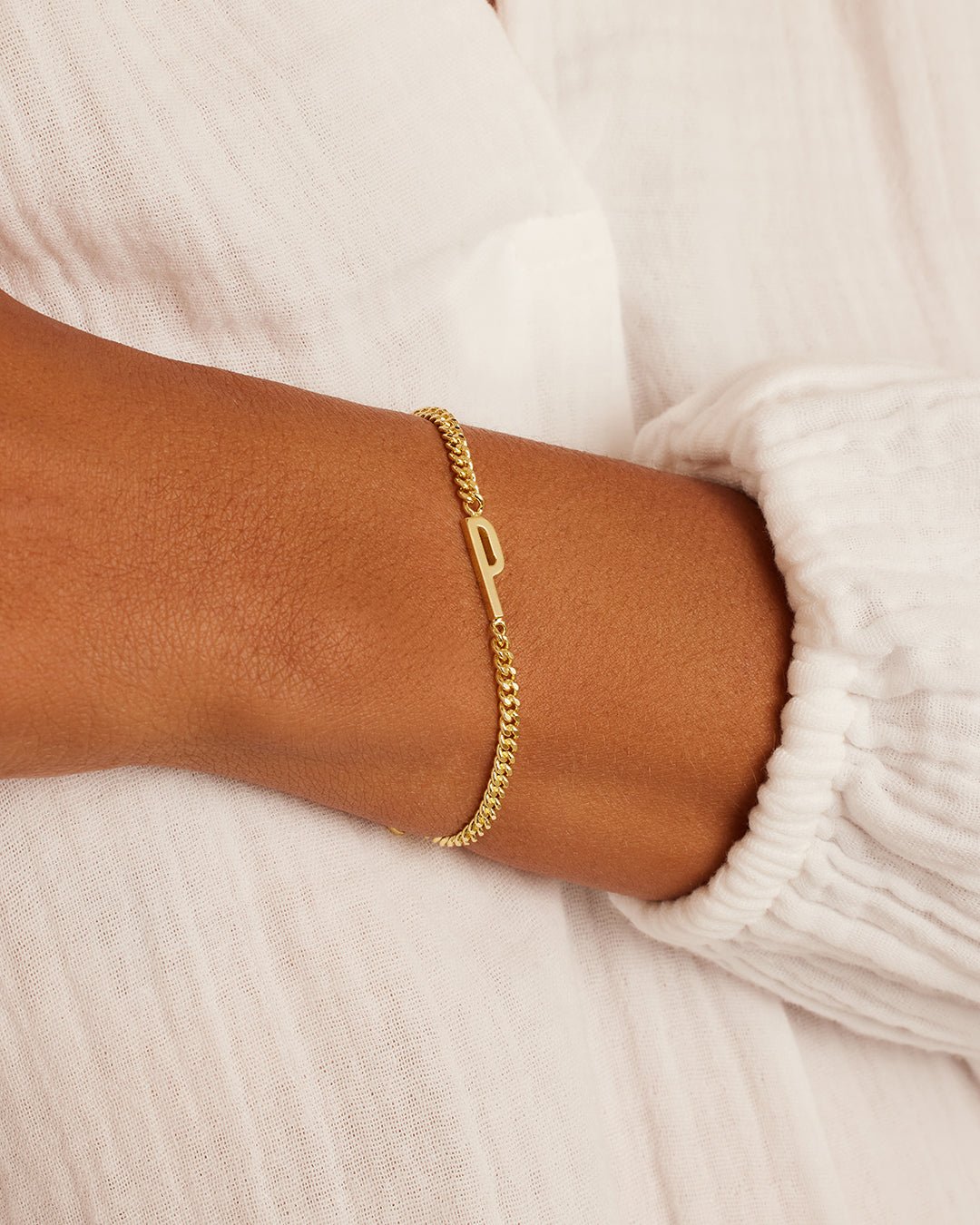 Wilder Alphabet Bracelet Alphabet Bracelet #P || option::Gold Plated, P