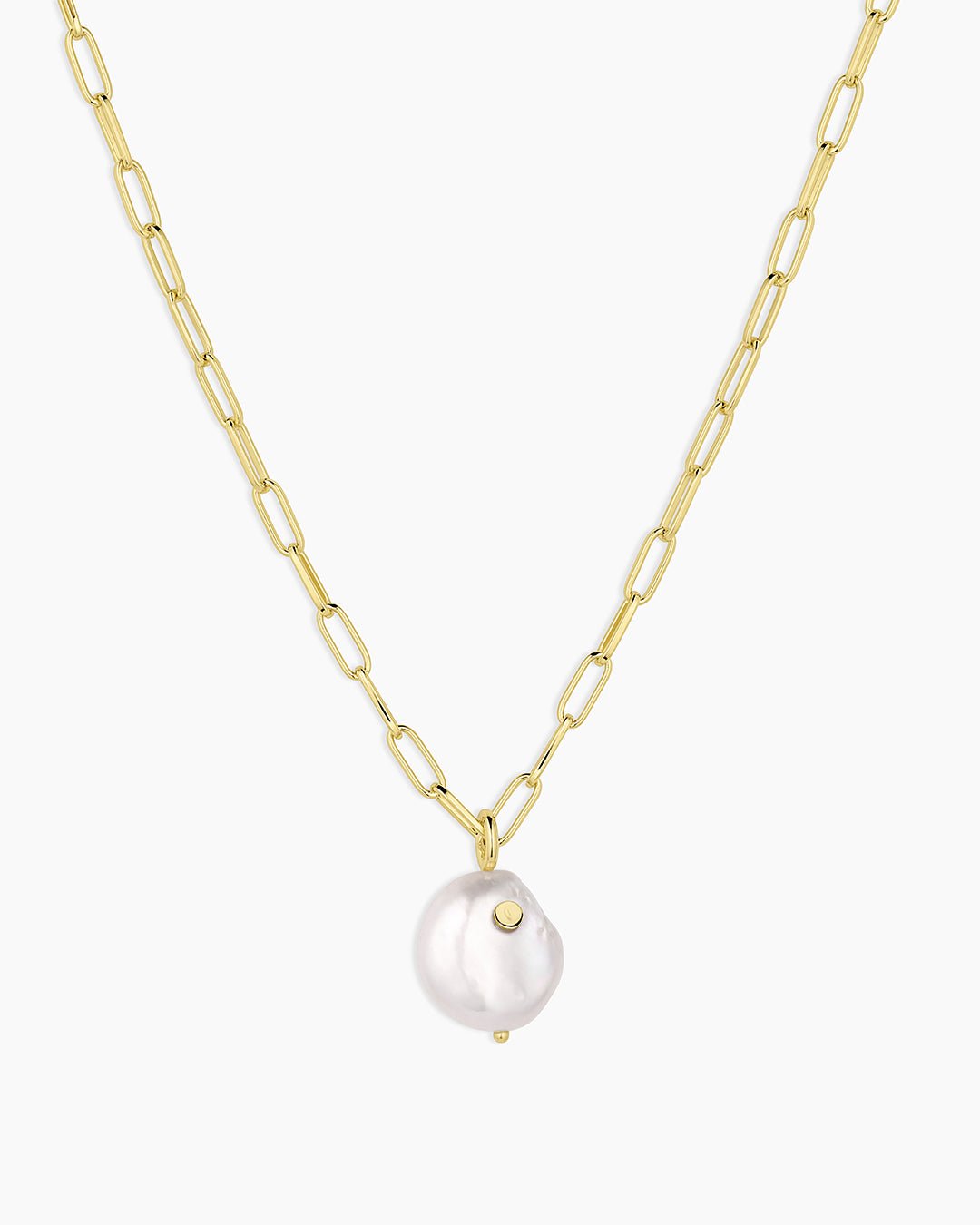 Reese Pearl Necklace || option::Gold Plated, Pearl