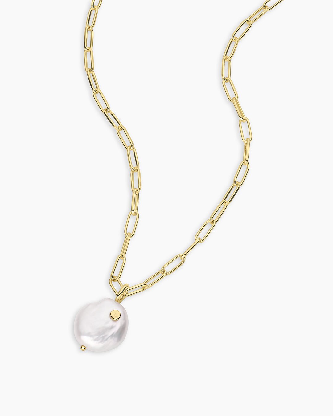 Reese Pearl Necklace || option::Gold Plated, Pearl