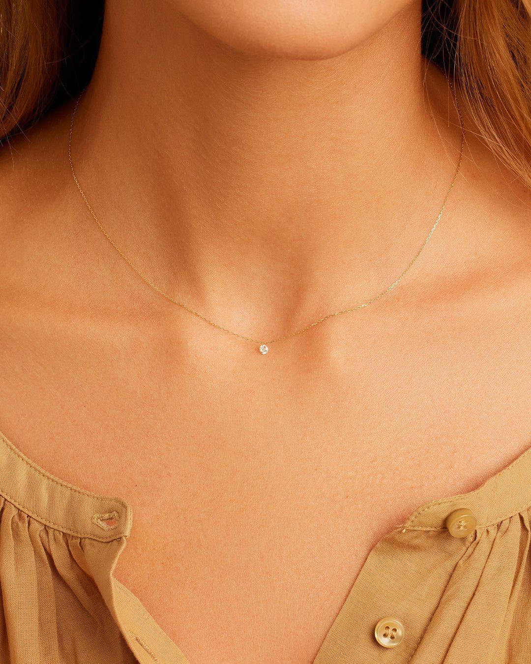 Floating Diamond Necklace in 18K Solid Gold, Women's by Gorjana