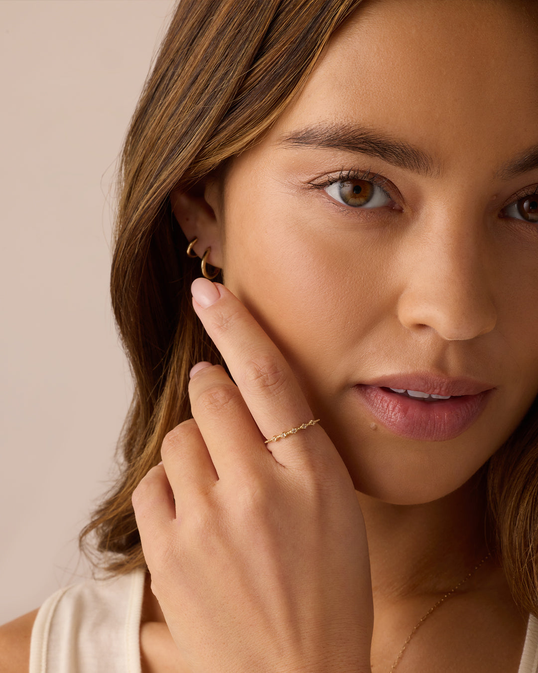 Cluster White Topaz Ring || option::14k Solid Gold