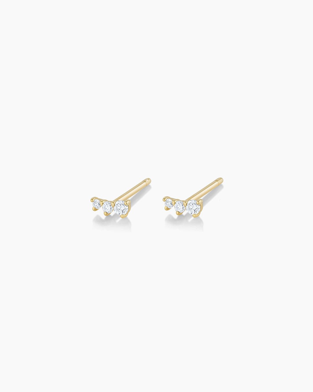 Diamond Cluster StudsDiamond trio studsDiamond earrings || option::14k Solid Gold