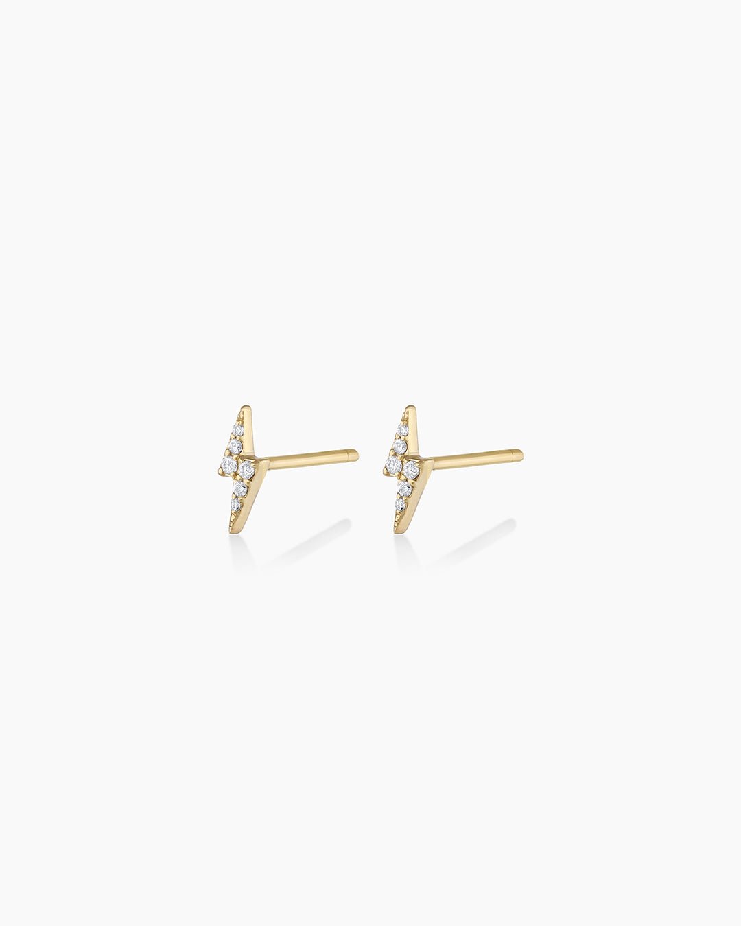 Diamond Lightning StudsLightning bolt earrings || option::14k Solid Gold, Pair