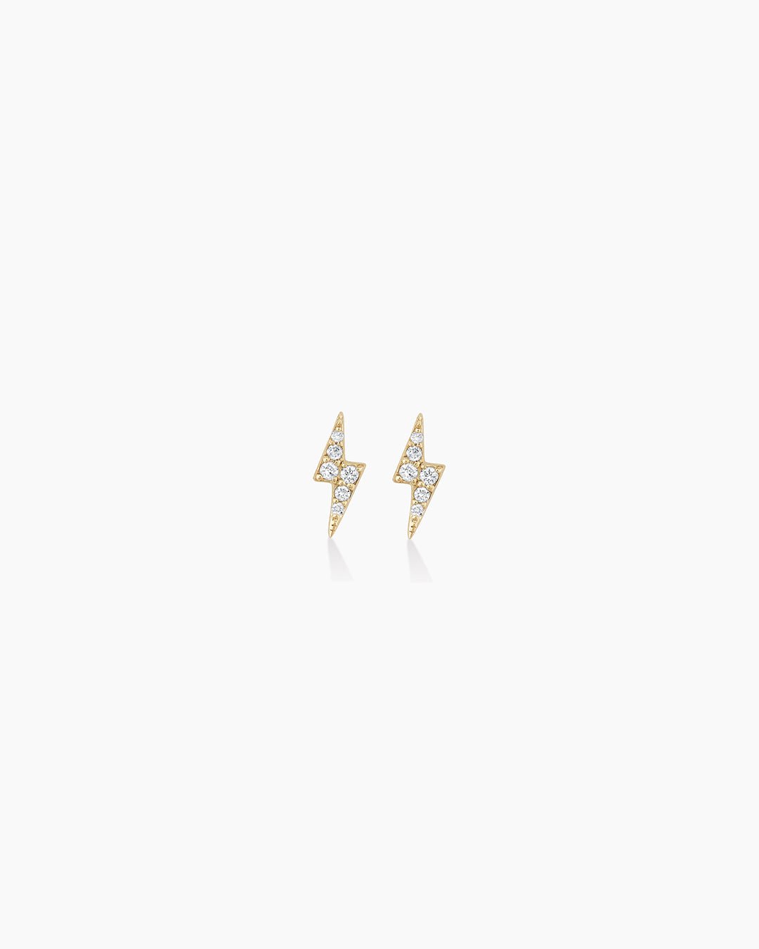 Diamond Lightning StudsLightning bolt earrings || option::14k Solid Gold, Pair