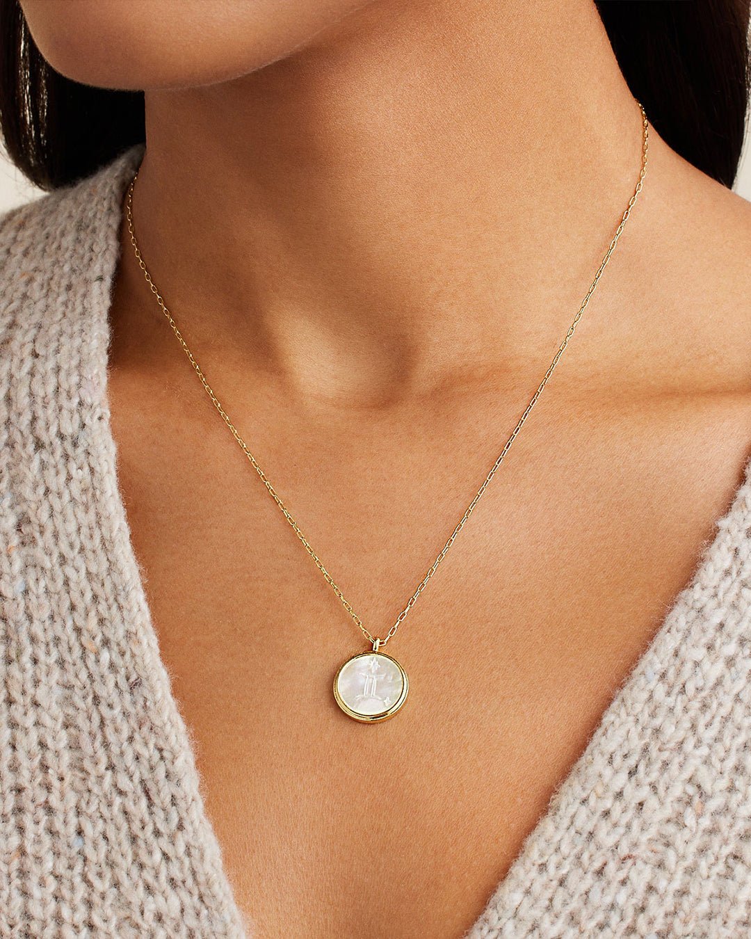 Zodiac Necklace - Gemini,  Astrology Coin Necklace,  Gemini Necklace   || option::Gold Plated, Gemini