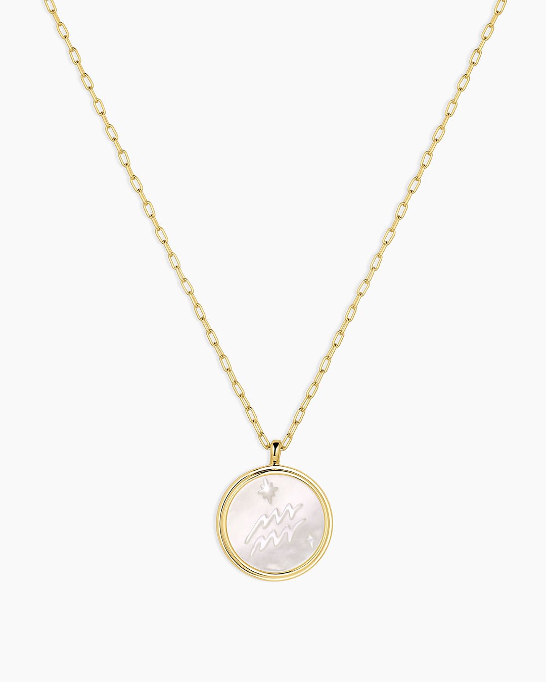 Zodiac Necklace - Aquarius, Astrology Coin Necklace, Aquarius Necklace || option::Gold Plated, Aquarius