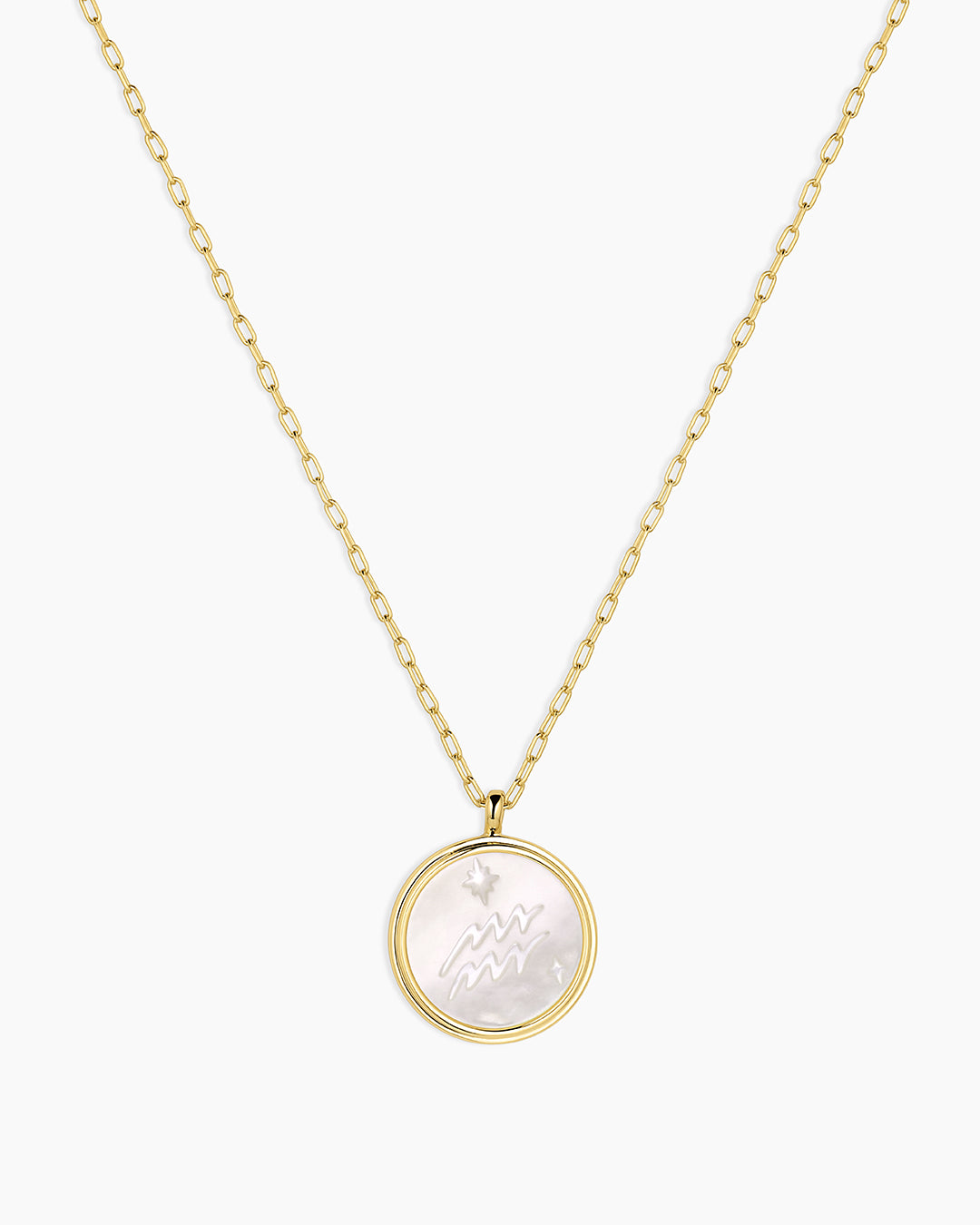 Zodiac Necklace - Aquarius, Astrology Coin Necklace, Aquarius Necklace || option::18k Gold Plated, Aquarius