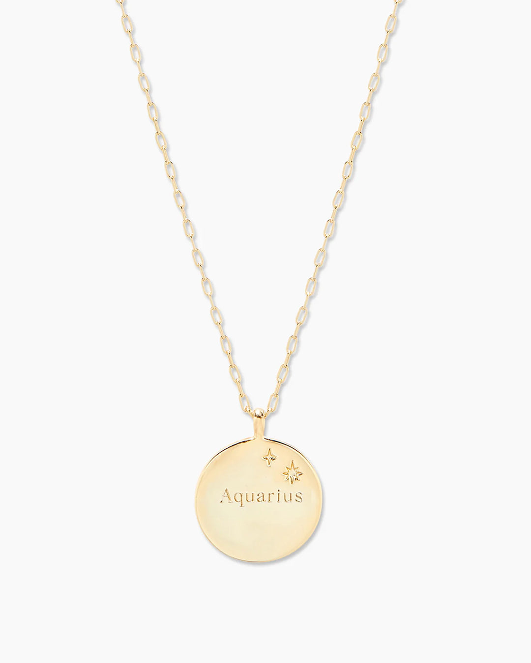Zodiac Necklace - Aquarius, Astrology Coin Necklace, Aquarius Necklace || option::18k Gold Plated, Aquarius