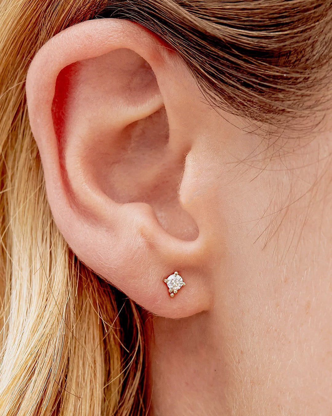 14k gold | gorjana jewelry | Diamond Trinity Stud | April Birthstone | Diamond stud earring