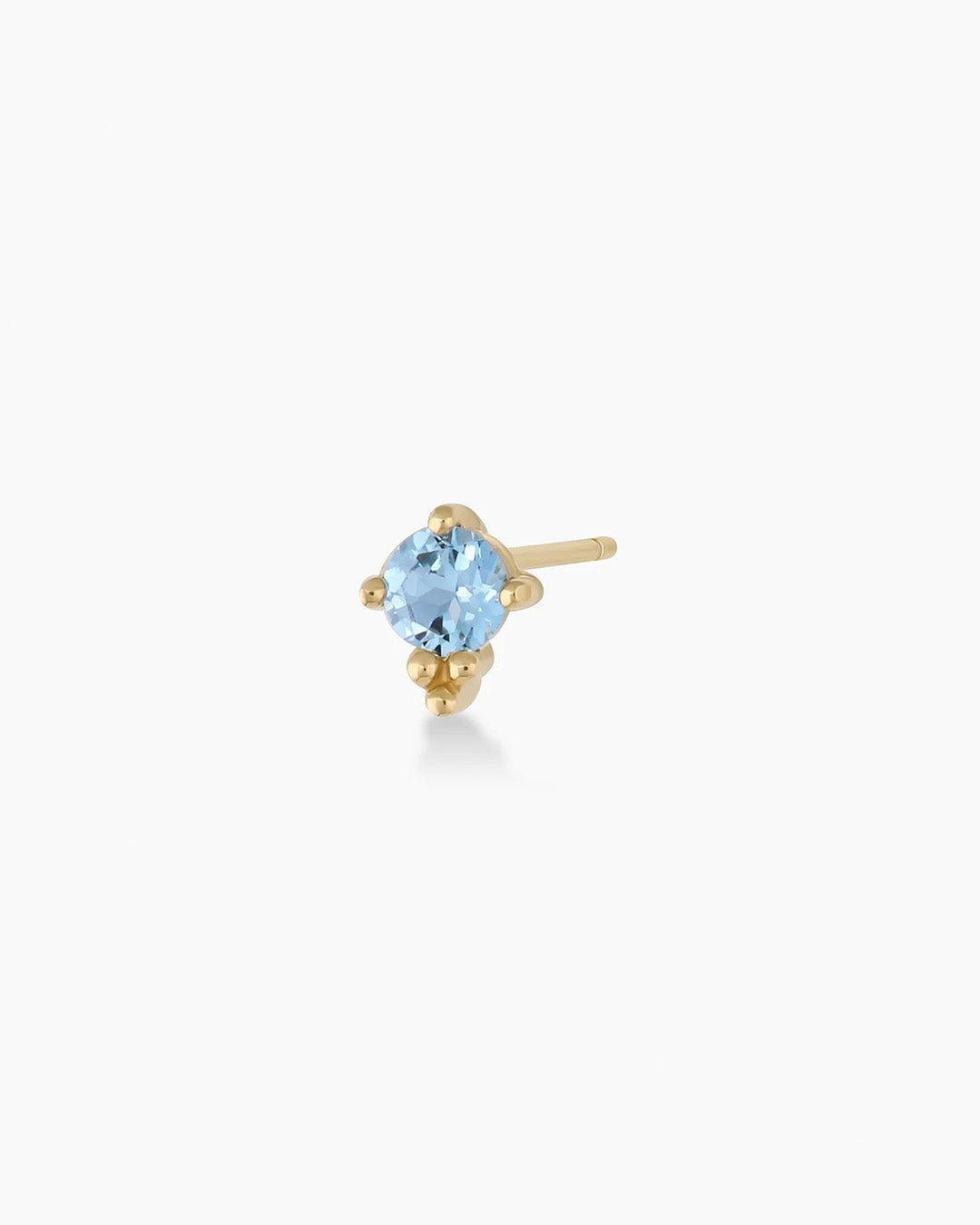 14k gold | gorjana jewelry | Blue Topaz Trinity Stud | Blue stud earring | December birthstone