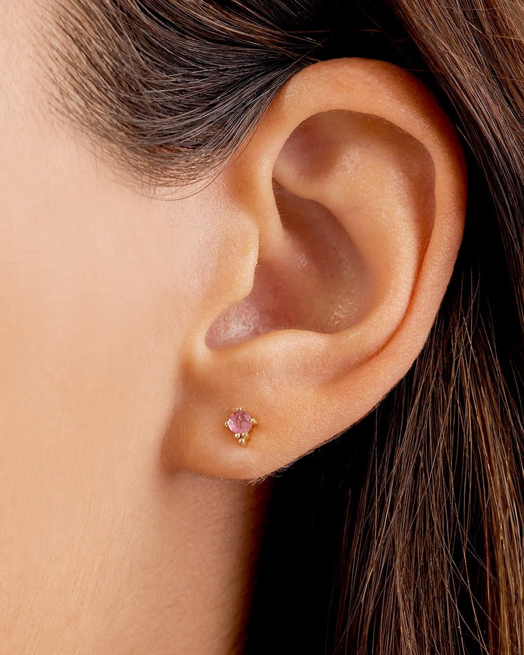 14k gold | gorjana jewelry | Pink Tourmaline Trinity Stud | Pink stud earring | October birthstone
